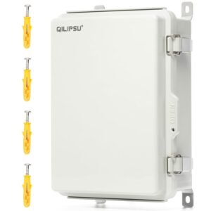 QILIPSU UL94-V0 Outdoor Electrical Box 13.8"x9.9"x5.9" Waterproof Junction Box Weatherproof PC/ABS Alloy Plastic IP66 Project Electric Enclosure Grey Hinged Door
