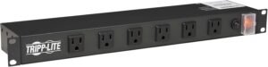 Tripp Lite 12-Outlet Rack Mount Power Strip PDU, Six Front & Six Rear Facing Outlets, 15A, 120V, 15ft Cord with Right-Angle Plug, Horizontal 1U Rack Mount, Lifetime Manufacturer's Warranty (RS1215-RA)