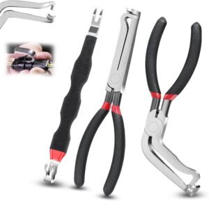3Pcs Electrical Disconnect Pliers 37960/37980, Electrical Connector Pliers Sets(Straight & 60°Bend & 2 Head Separator), Push Tab Style Plugs for Connector Removal，Fuel Line Air Flow Sensor