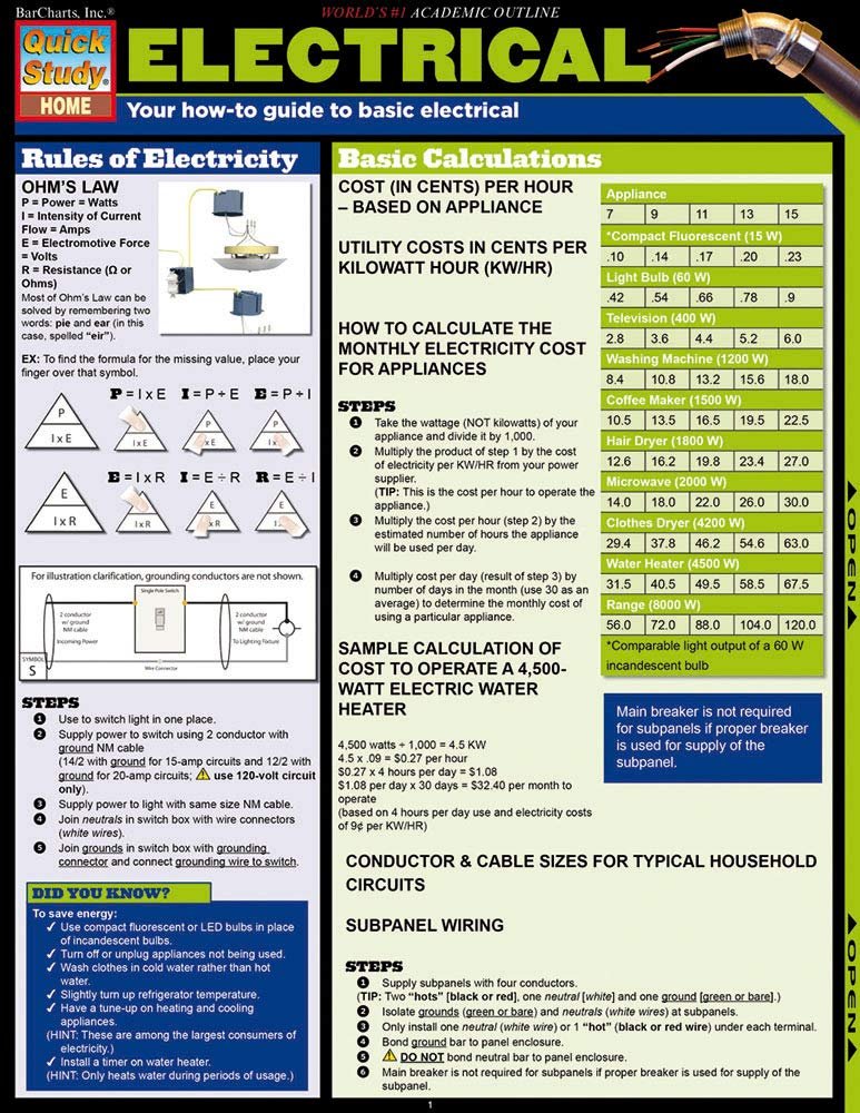 Electrical (Tri-Fold Laminated Chart)