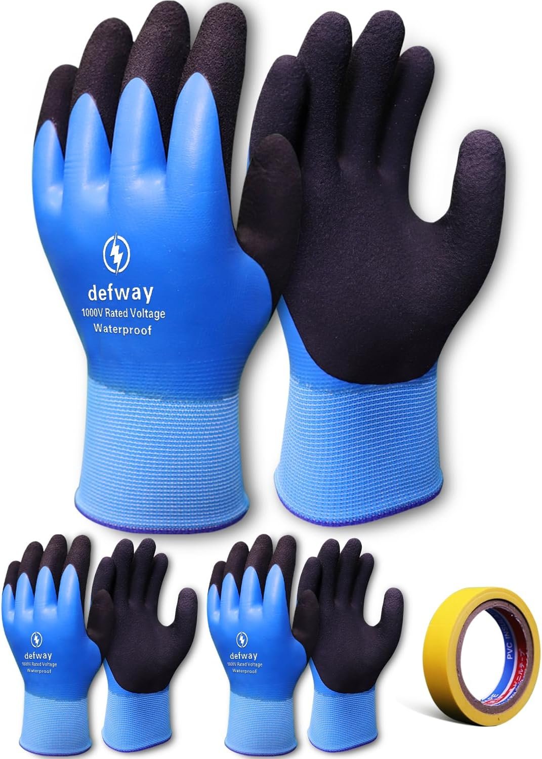 defway Insulated Work Gloves 1000V High Voltage Resistant Electrician Gloves Waterproof Work Gloves Rubber Non Slip Design