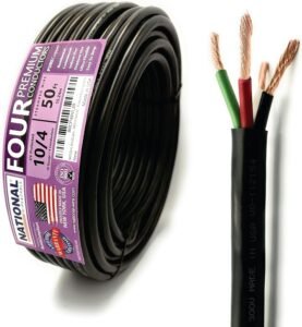 NATIONAL Wire&Cable - 10 Gauge 4 Conductors Premium Electrical Wire - Made in USA - 10 AWG Wire Stranded PVC Power Cord Copper Cable 50 Ft. Indoor and Outdoor Lighting Automotive Battery